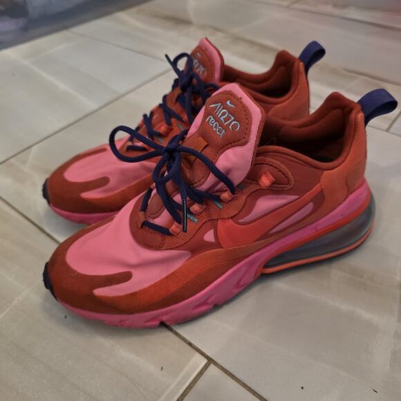 Nike Air Max 270 React Shoes Womens Size 7 AT6174-600 Running Athletic Sneakers - Picture 4 of 16